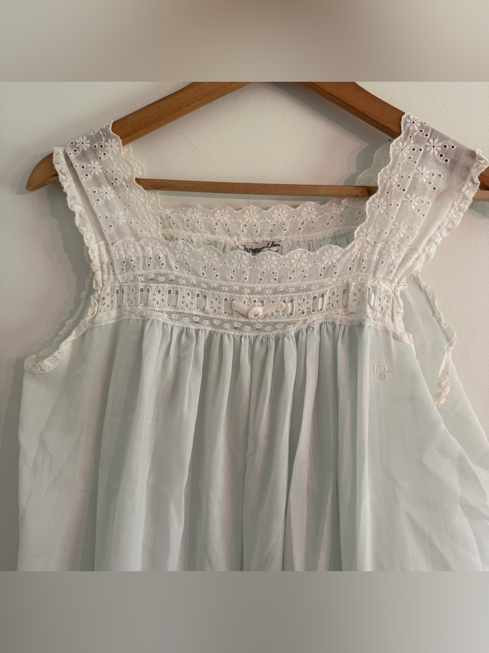 Vintage Christian Dior Lingerie Lace Nightgown Pjs Pajamas Small Women’s Blue